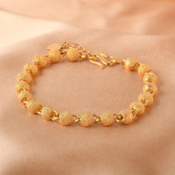 Luxurious 18K Gold-Plated Golden Beads Bracelet - Picture 5 of 7